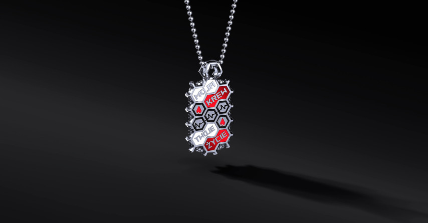 Nieśmiertelnik dedykowany Honorowym Dawcom Krwi (srebrny) I ENIGMA Jubiler