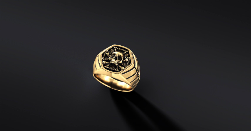 Sygnet Patriotyczny "ARMOR RIBS" Huzarzy Śmierci (wersja złota)   I ENIGMA Jubiler