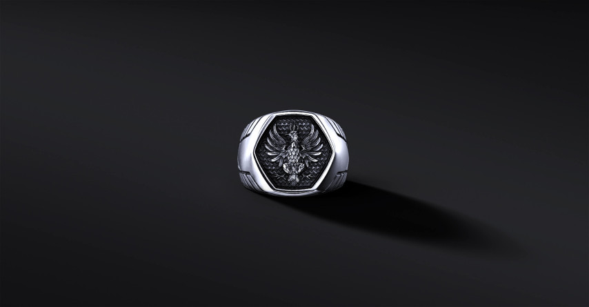 Sygnet "Armor Wings" z godłem II RP I ENIGMA Jubiler