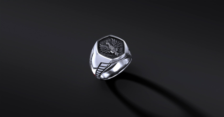 Sygnet "Armor Wings" z godłem II RP I ENIGMA Jubiler