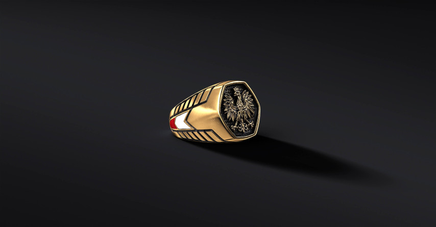 Sygnet z Godłem Polski "ARMOR WINGS" (wersja złota)   I ENIGMA Jubiler