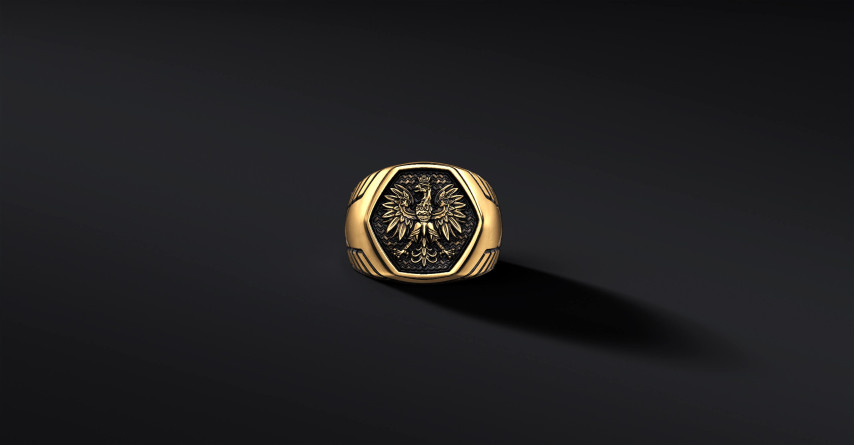 Sygnet z Godłem Polski "ARMOR WINGS" (wersja złota)   I ENIGMA Jubiler