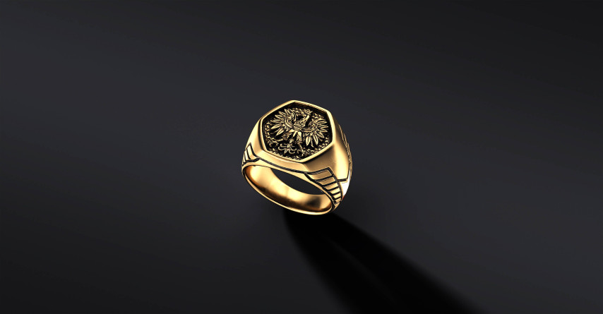 Sygnet z Godłem Polski "ARMOR WINGS" (wersja złota)   I ENIGMA Jubiler