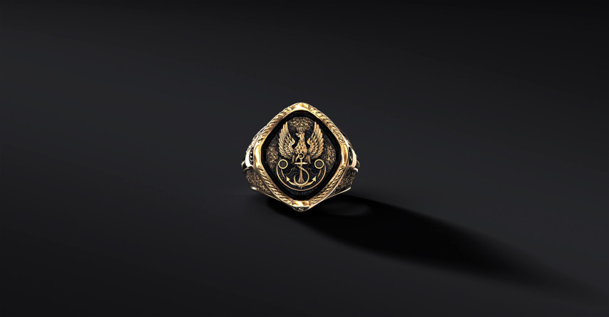 Orzełek Marynarki Wojennej - "MARINER" Sygnet (Ag 925 pozłacane)   I ENIGMA Jubiler