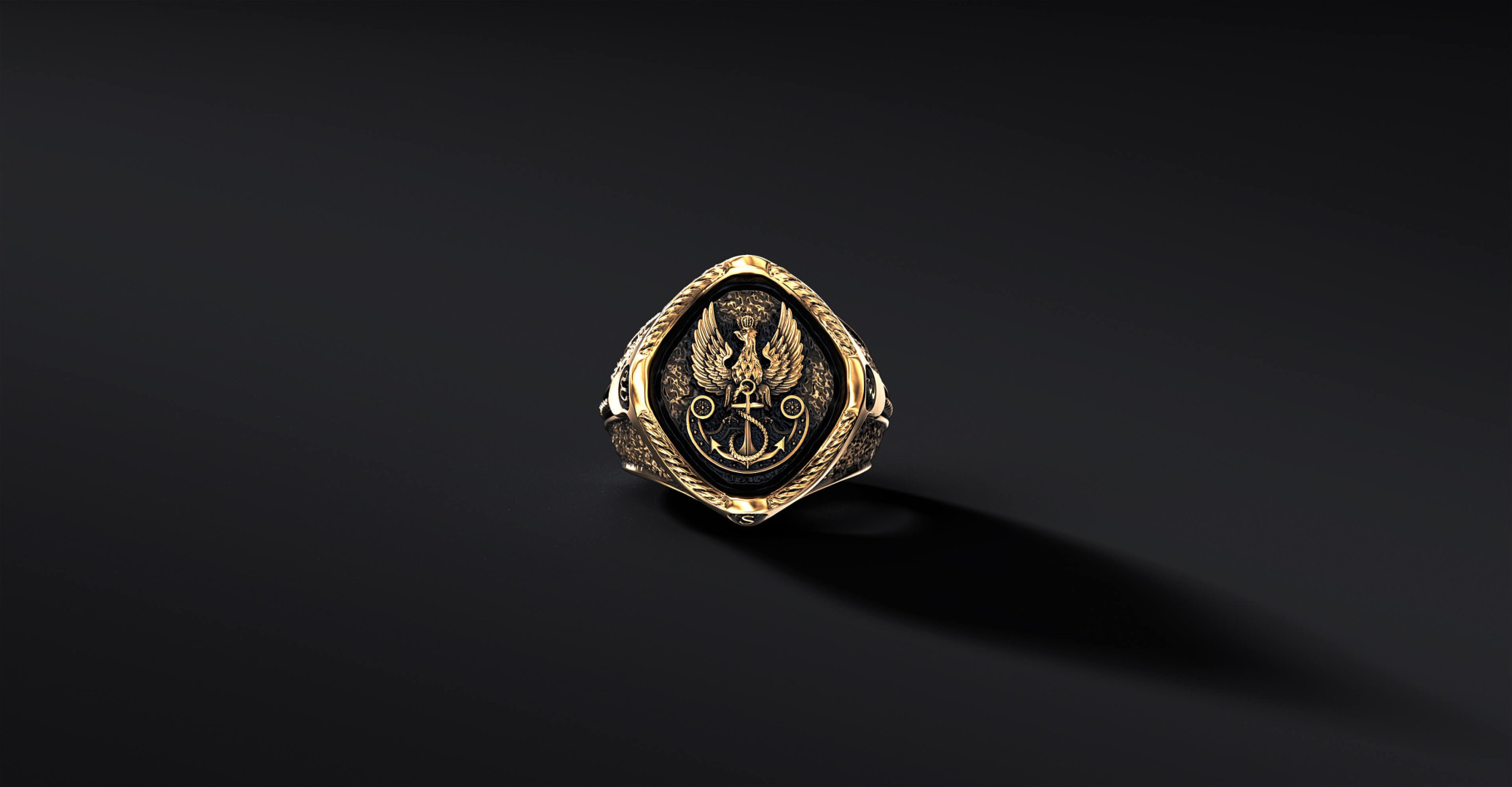 Orzełek Marynarki Wojennej - "MARINER" Sygnet (Ag 925 pozłacane)   I ENIGMA Jubiler