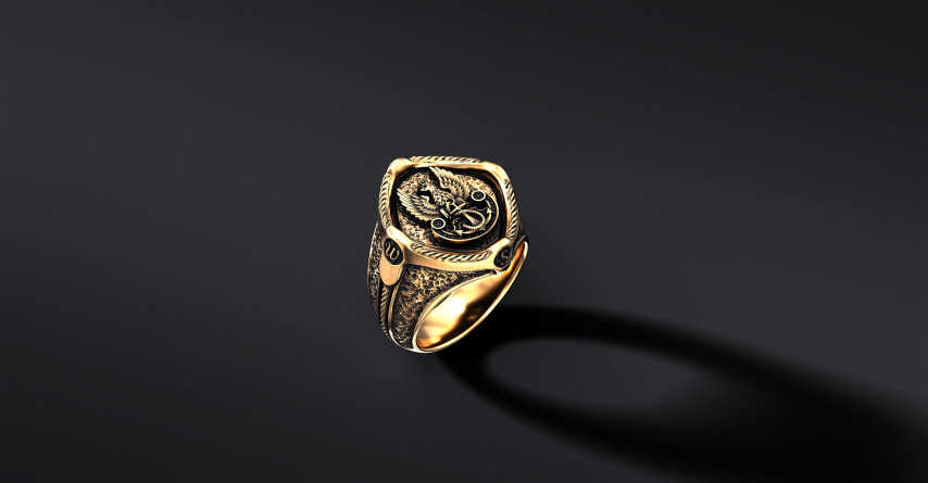 Orzełek Marynarki Wojennej - "MARINER" Sygnet (Ag 925 pozłacane)   I ENIGMA Jubiler