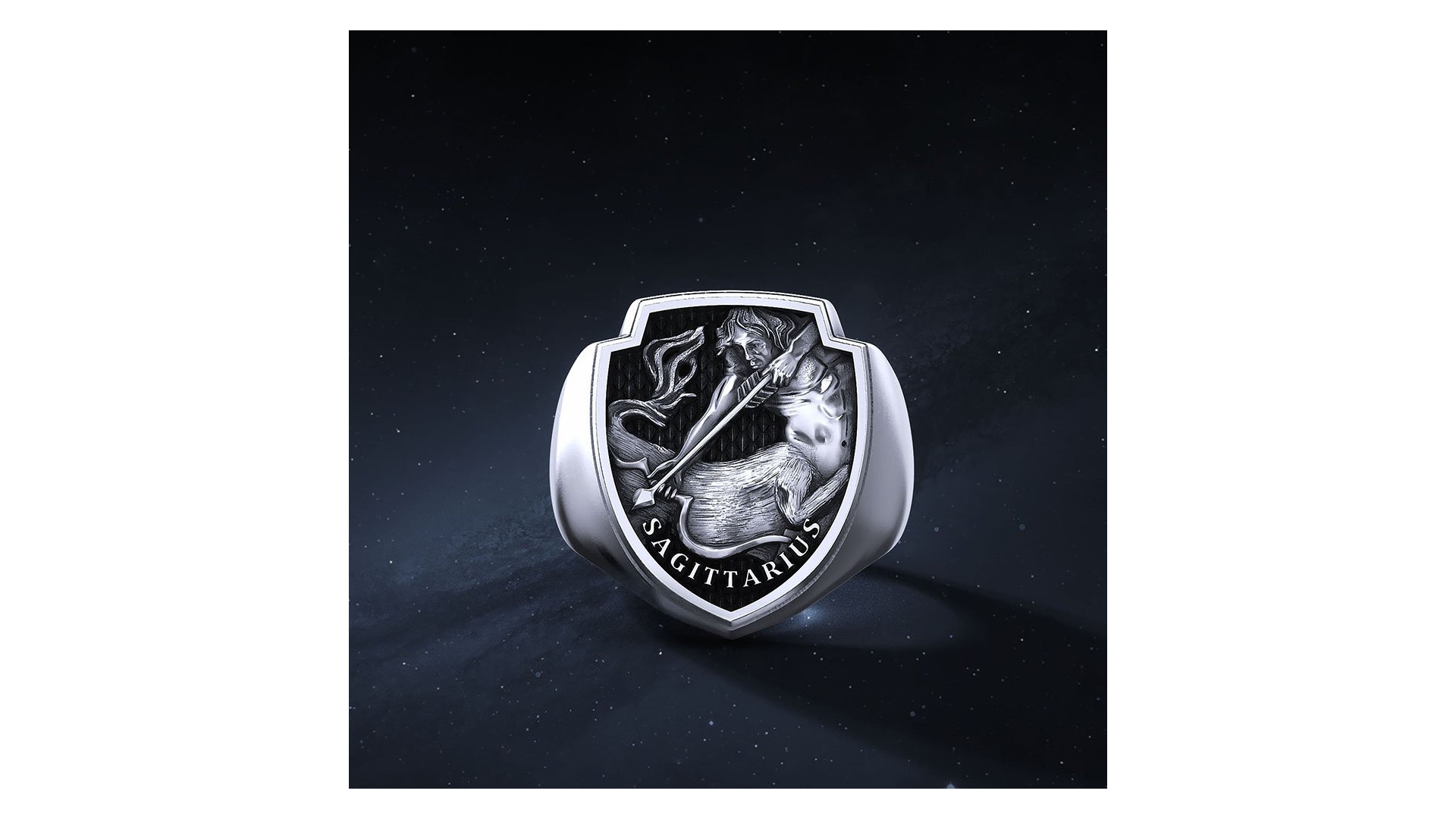 Sygnet Shield "Sagittarius" Ag925   I ENIGMA Jubiler