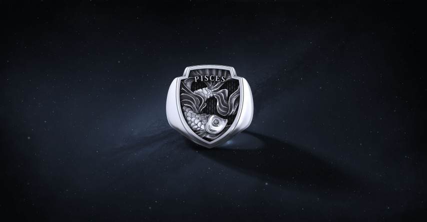 Sygnet Shield "Pisces" Ag925 I ENIGMA Jubiler Sygnet Shield "Pisces" Ag925 I ENIGMA Jubiler