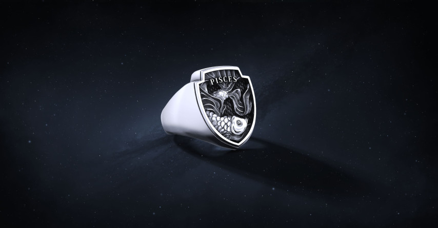 Sygnet Shield "Pisces" Ag925 I ENIGMA Jubiler Sygnet Shield "Pisces" Ag925 I ENIGMA Jubiler
