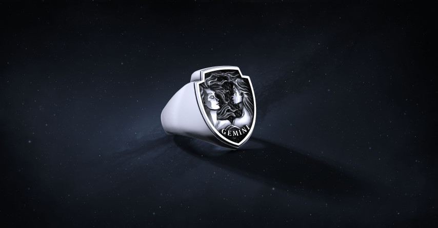 Sygnet Shield "Gemini" Ag925   I ENIGMA Jubiler