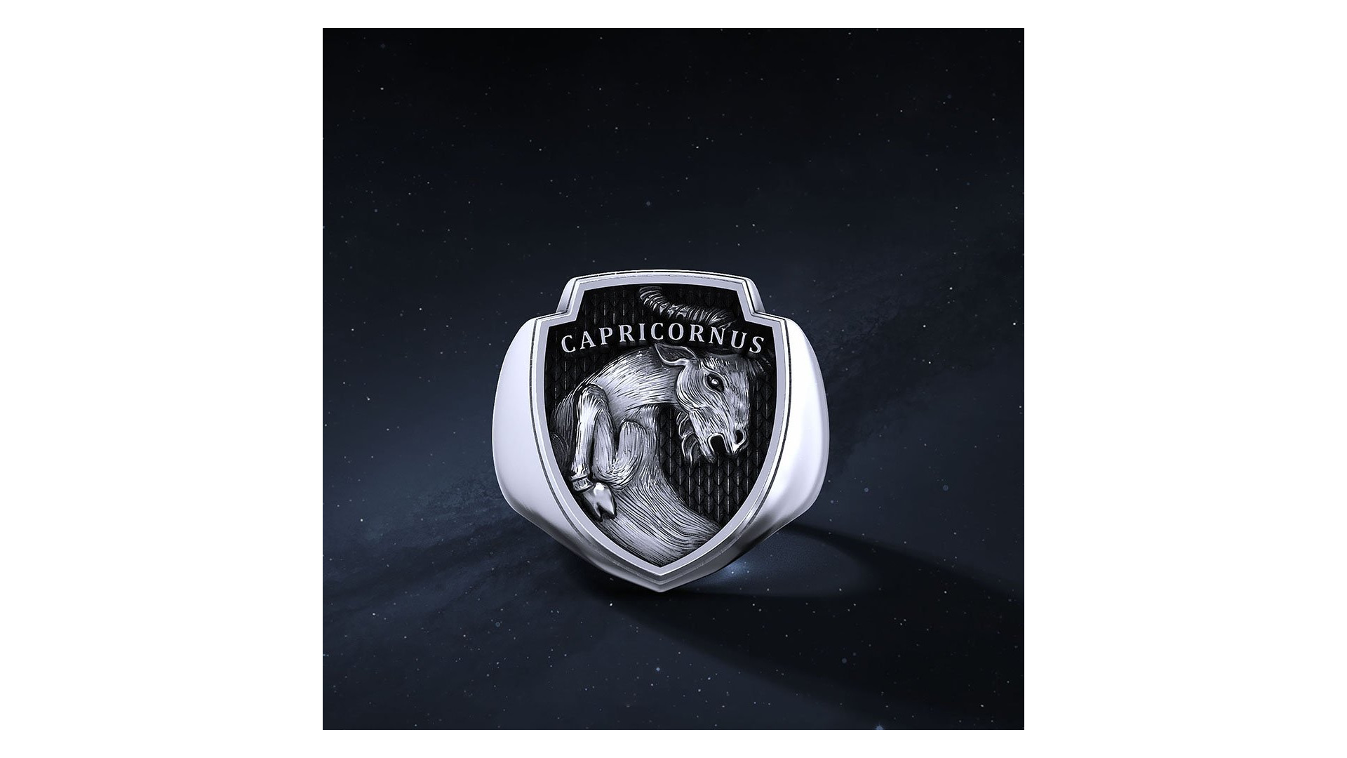 Sygnet Shield "Capricornus" Ag925   I ENIGMA Jubiler