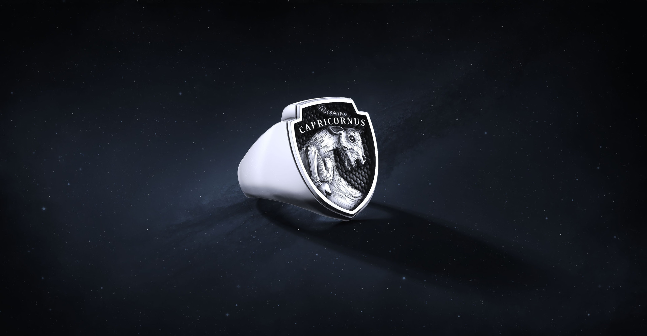 Sygnet Shield "Capricornus" Ag925   I ENIGMA Jubiler