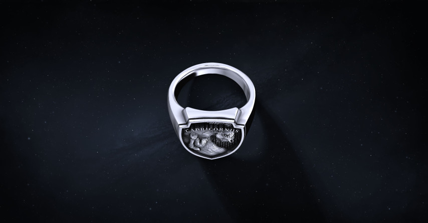 Sygnet Shield "Capricornus" Ag925   I ENIGMA Jubiler
