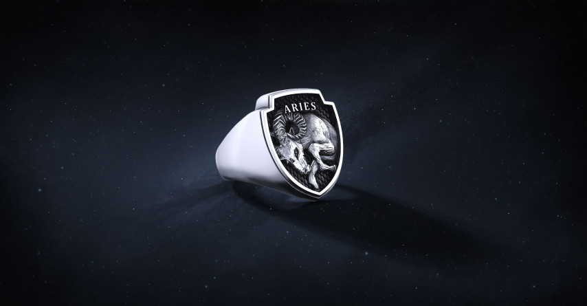 Sygnet Shield "Aries" Ag925   I ENIGMA Jubiler