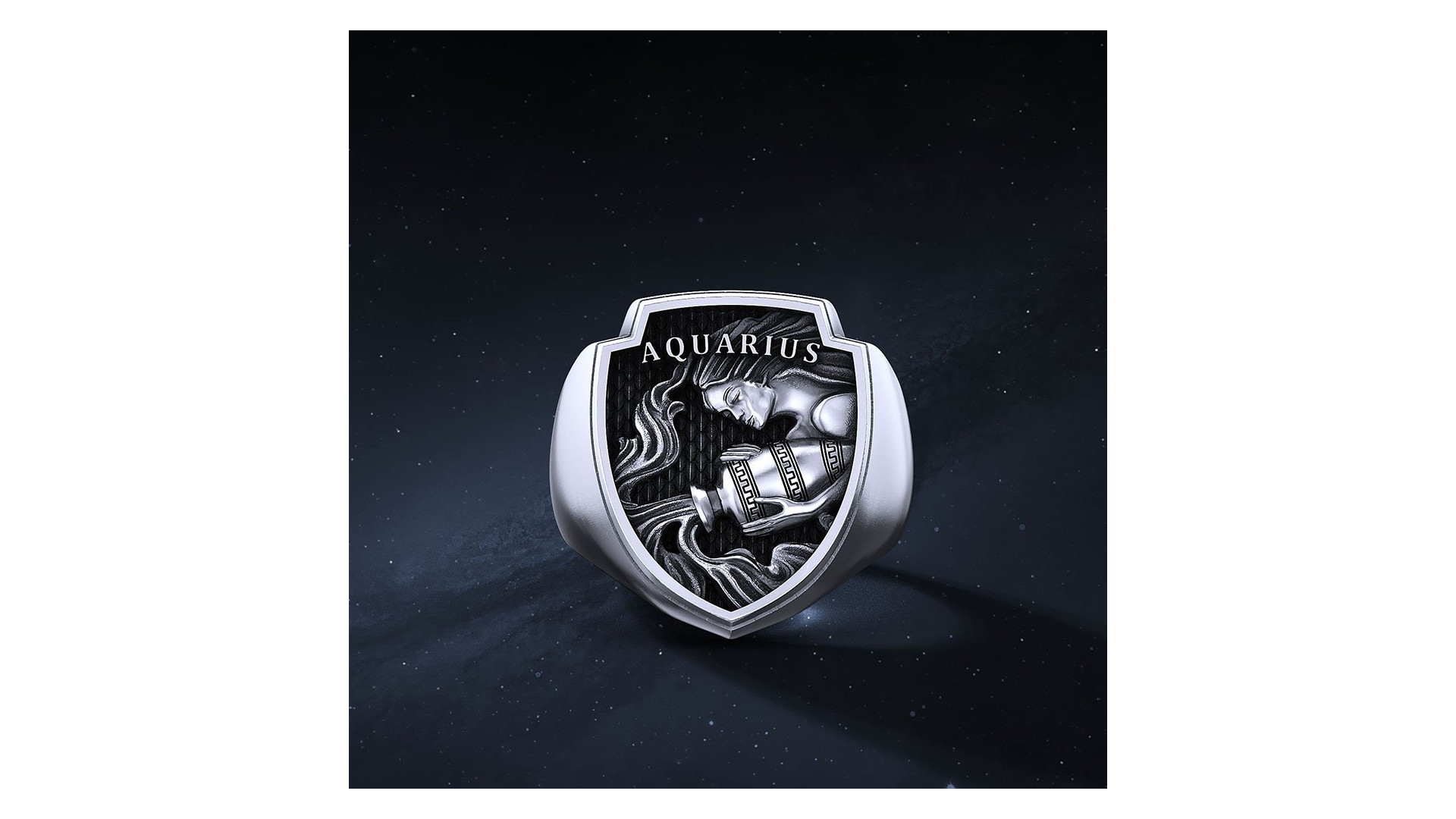 Sygnet Shield "Aquarius" Ag925   I ENIGMA Jubiler