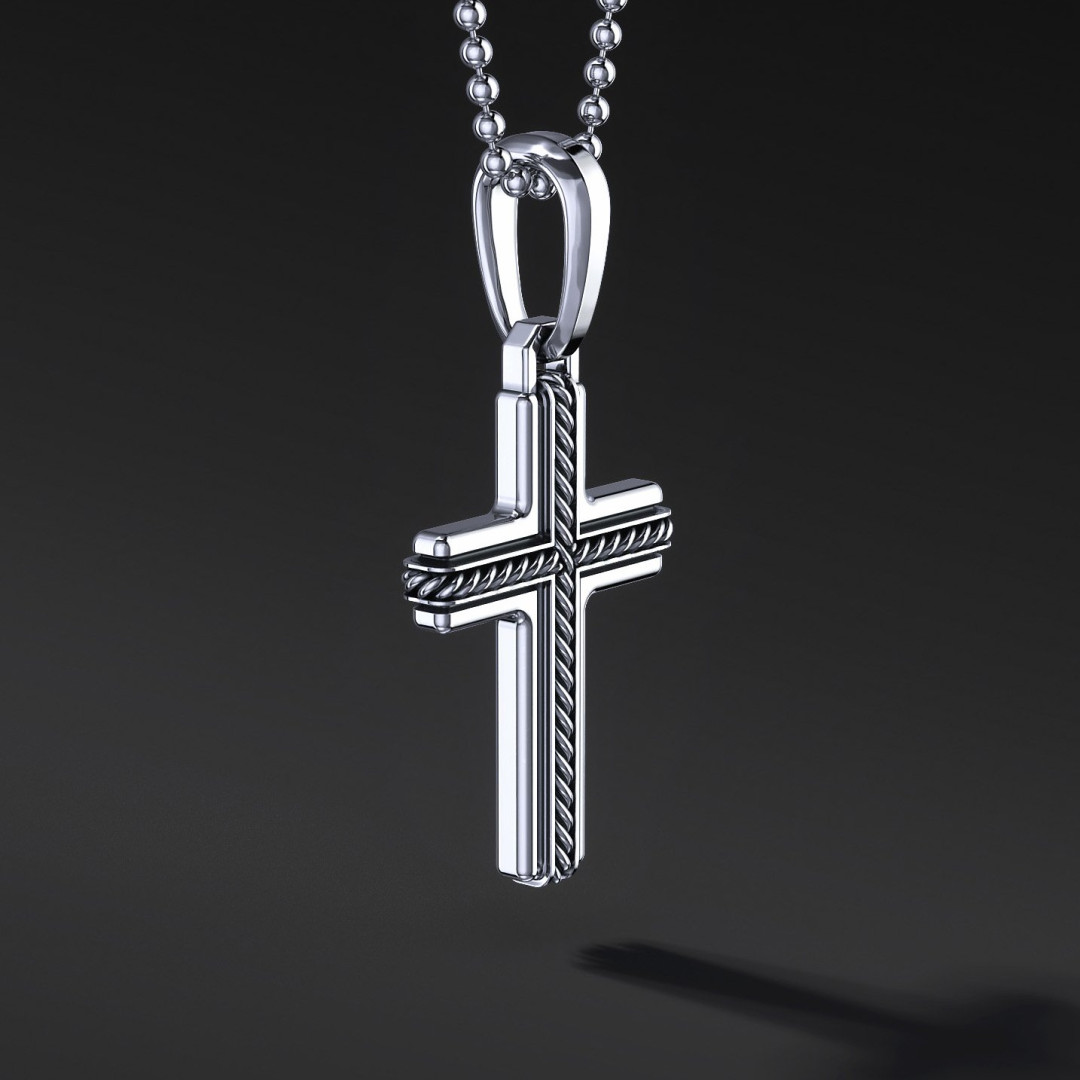 Krzyżyk Srebrny Męski "Simple Rope" | Enigma Jubiler
