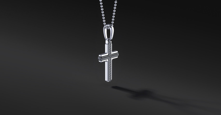 Krzyżyk Srebrny Męski "Simple Rope" | Enigma Jubiler