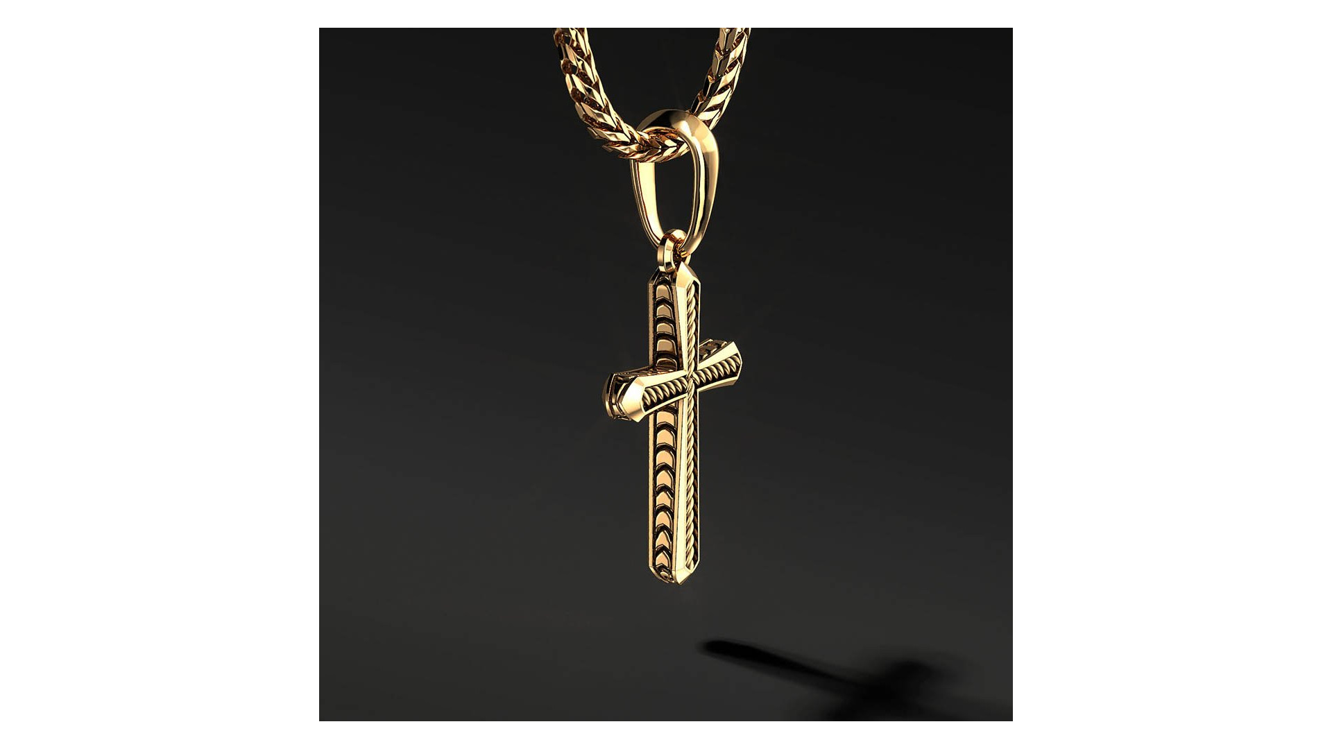 Krzyżyk Złoty Męski "Chamfer" Pave | Enigma Jubiler