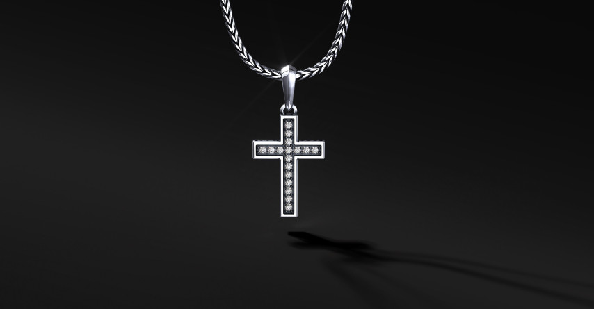 Krzyżyk Srebrny "Pave" White | Enigma Jubiler