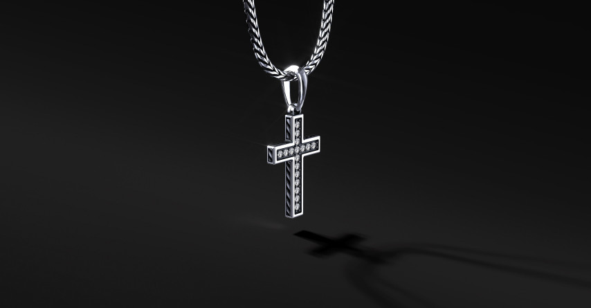 Krzyżyk Srebrny "Pave" White | Enigma Jubiler