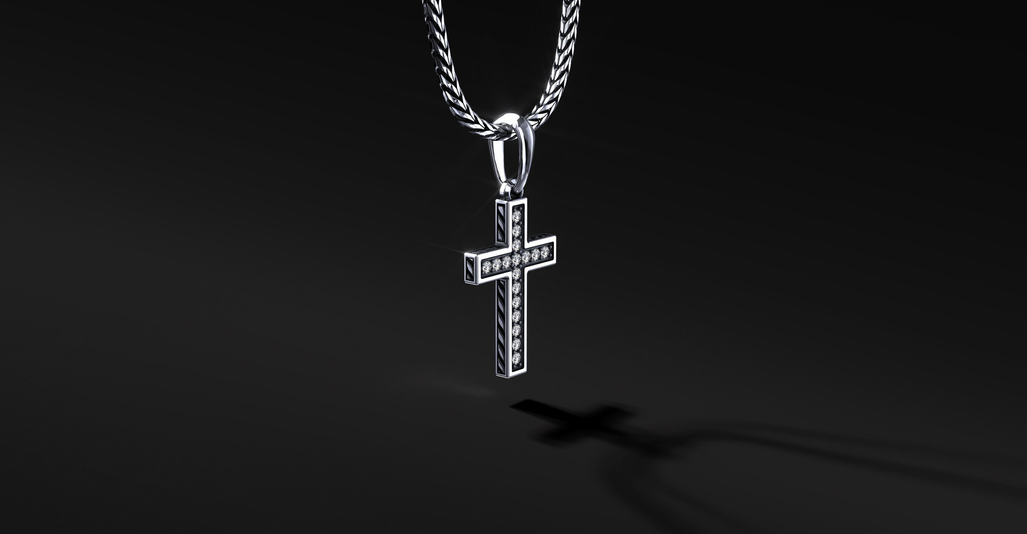 Krzyżyk Srebrny "Pave" White | Enigma Jubiler