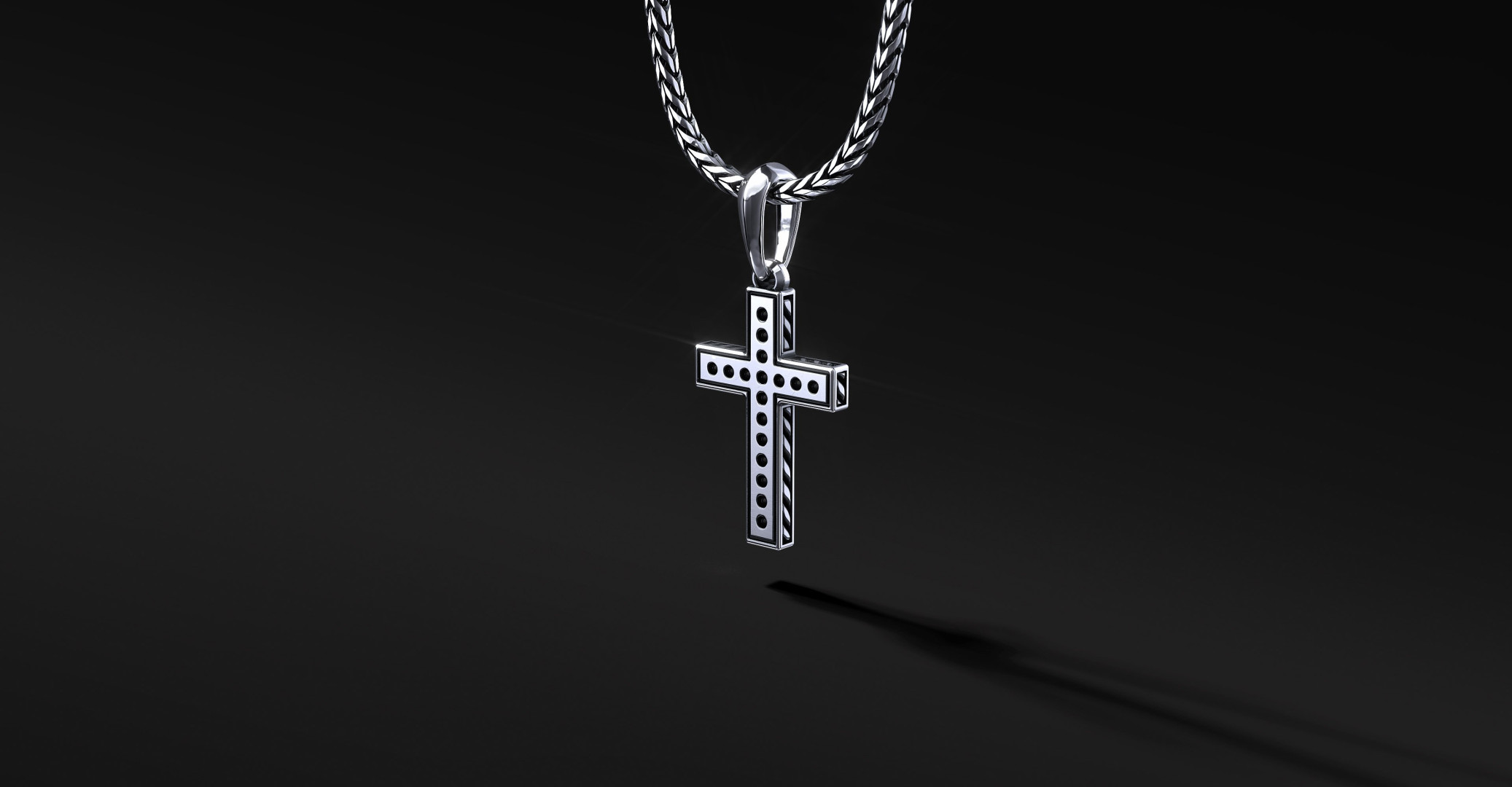 Krzyżyk Srebrny "Pave" White | Enigma Jubiler