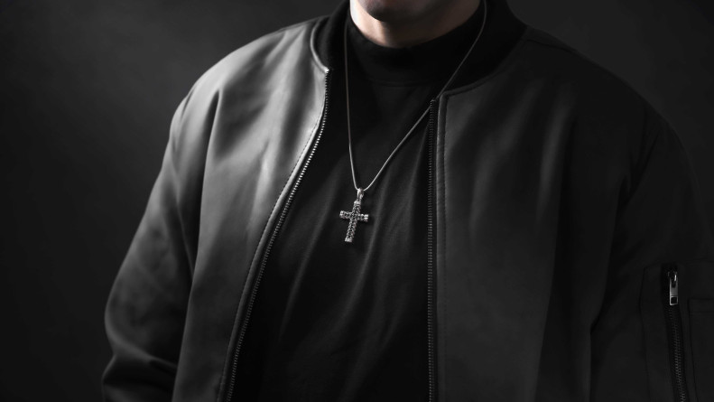 Krzyżyk Srebrny Męski "Rope Pave" Black | Enigma Jubiler